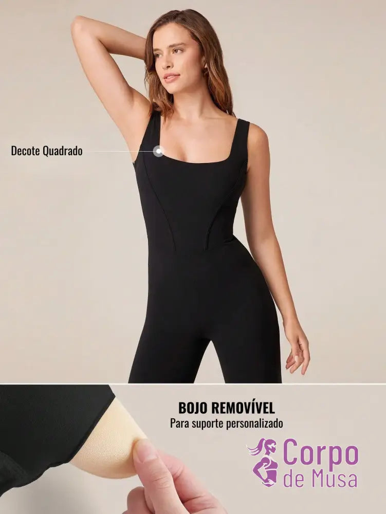 Macacão Longo Com Recorte Anatômico Estilo Studio Macacão Longo Com Recorte Anatômico Estilo Studio