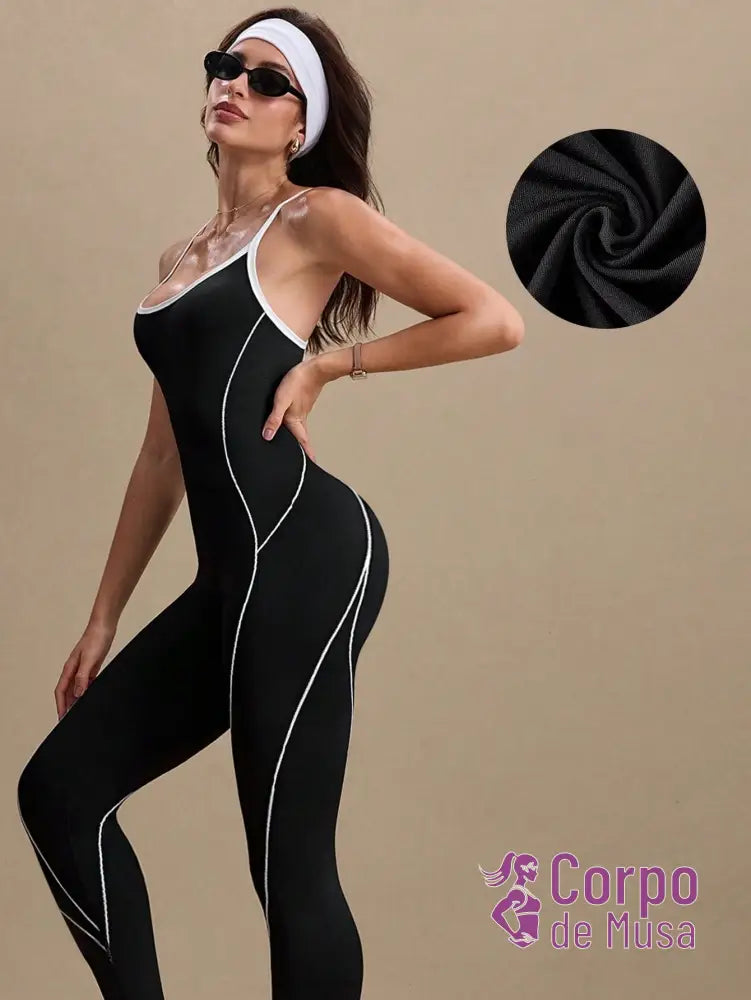 Macacão Seamless Com Alças Cruzadas Estilo Studio Macacão Seamless Com Alças Cruzadas Estilo Studio