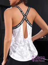 Regata Alças Cruzadas Com Detalhe Vazado Estilo Treino Branco / PP Regata Alças Cruzadas Com Detalhe Vazado Estilo