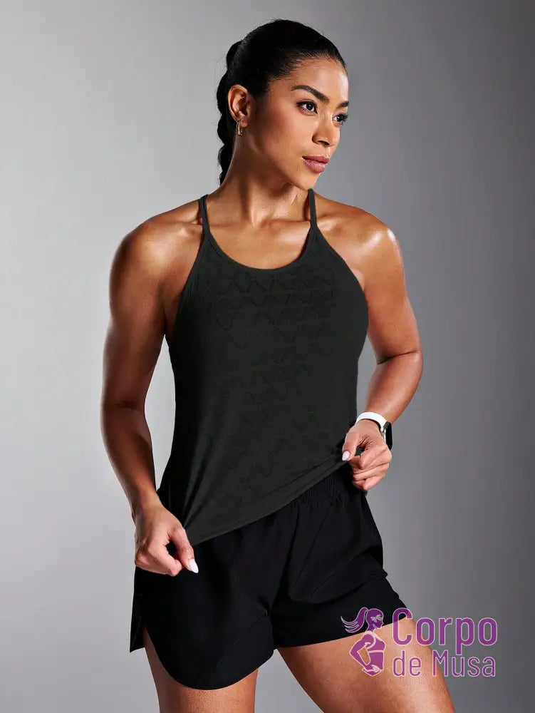 Regata Alças Finas Com Costas Detalhadas Estilo Treino Regata Alças Finas Com Costas Detalhadas Estilo Treino