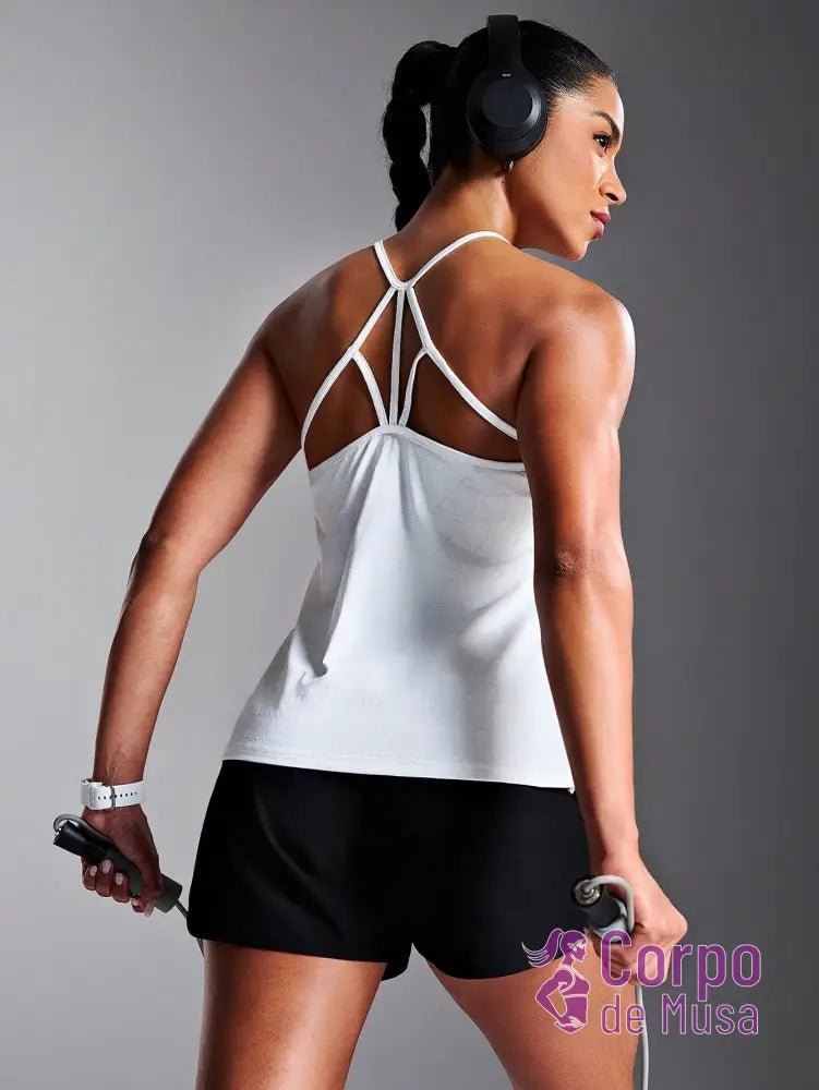 Regata Alças Finas Com Costas Detalhadas Estilo Treino Regata Alças Finas Com Costas Detalhadas Estilo Treino