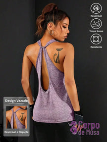 Regata Cavada Com Alça Central Estilo Performance Púrpura / PP Regata Cavada Com Alça Central Estilo Performance