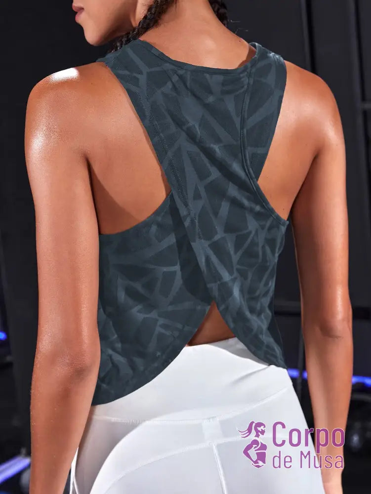 Regata Cavada Com Costas Cruzadas Estilo Treino Azul-marinho / PP Regata Cavada Com Costas Cruzadas Estilo Treino