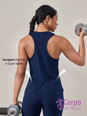 Regata Cavada Com Costas Sobrepostas Estilo Treino Azul Royal / PP Regata Cavada Com Costas Sobrepostas Estilo Treino