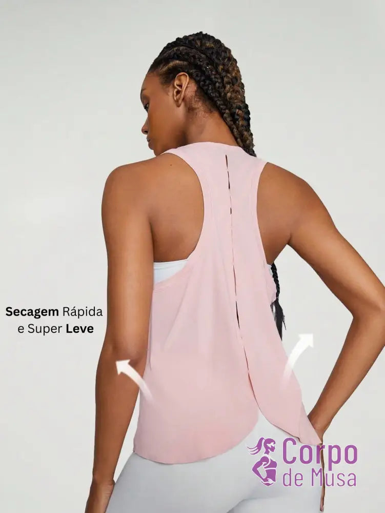 Regata Cavada Com Costas Sobrepostas Estilo Treino Rosa Chiclete / PP Regata Cavada Com Costas Sobrepostas Estilo Treino