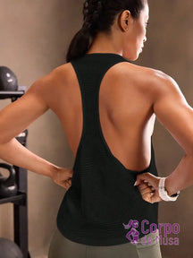 Regata Cavada Com Costas Vazadas Estilo Treino Preto / PP Regata Cavada Com Costas Vazadas Estilo Treino
