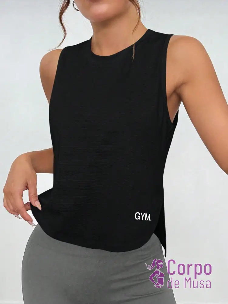 Regata Cavada Com Laterais Vazadas Estilo Treino Preto / PP Regata Cavada Com Laterais Vazadas Estilo Treino