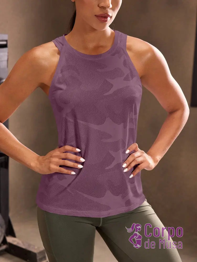 Regata Fitness Com Tecido Texturizado Estilo Treino Regata Fitness Com Tecido Texturizado Estilo Treino