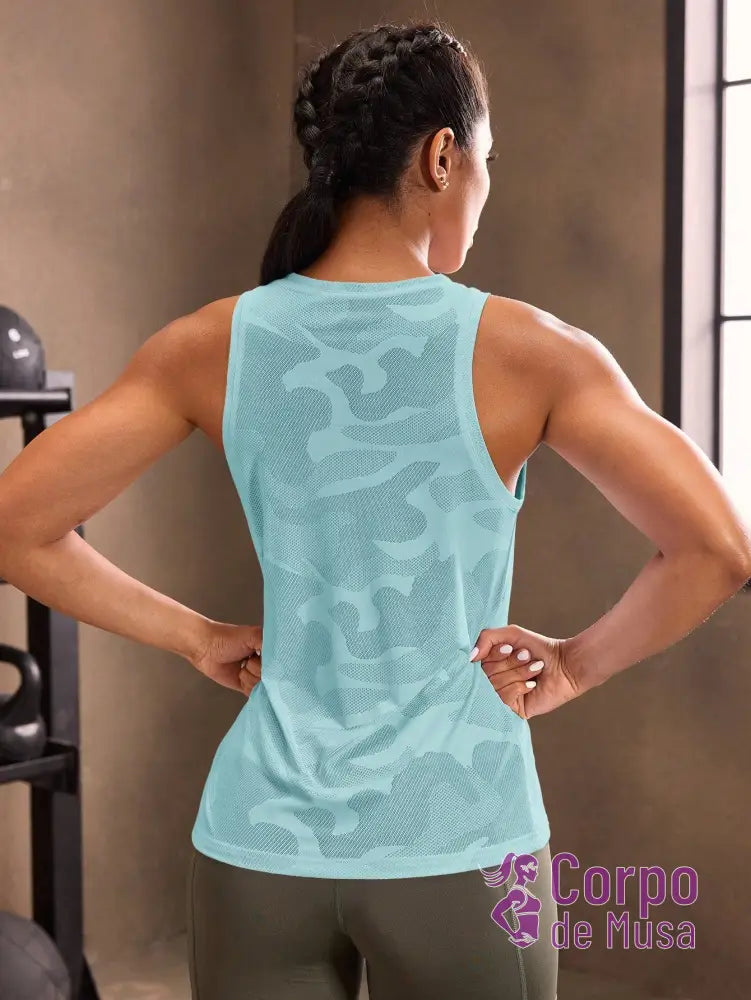 Regata Fitness Com Tecido Texturizado Estilo Treino Regata Fitness Com Tecido Texturizado Estilo Treino