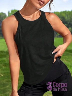 Regata Fitness Com Tecido Texturizado Estilo Treino Preto / PP Regata Fitness Com Tecido Texturizado Estilo Treino