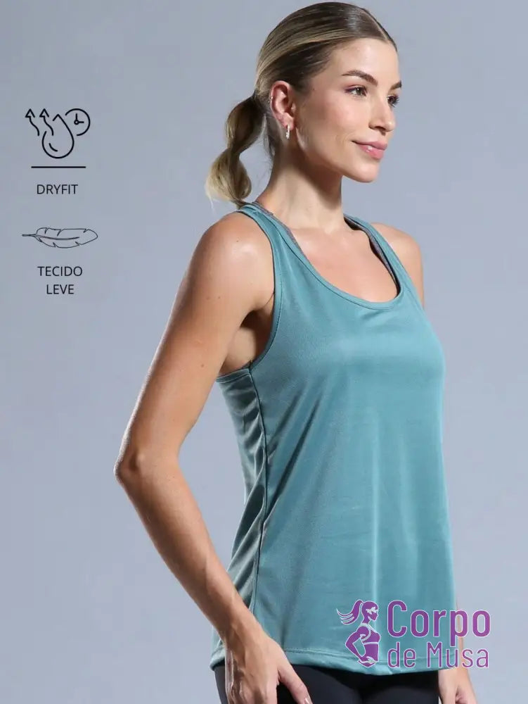 Regata Nadador Leve Com Tecido Respirável Azul Petróleo / PP Regata Nadador Leve Com Tecido Respirável