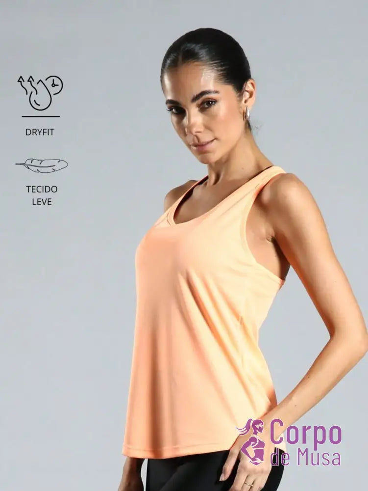 Regata Nadador Leve Com Tecido Respirável Laranja Claro / PP Regata Nadador Leve Com Tecido Respirável
