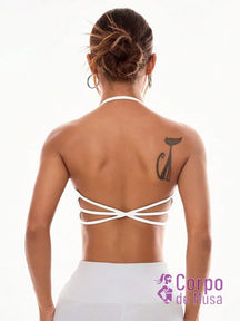 Top Alça Fina Com Costas Trançadas Estilo Training Branco / PP Top Alça Fina Com Costas Trançadas Estilo Training