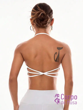 Top Alça Fina Com Costas Trançadas Estilo Training Branco / PP Top Alça Fina Com Costas Trançadas Estilo Training