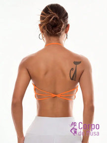 Top Alça Fina Com Costas Trançadas Estilo Training Laranja / PP Top Alça Fina Com Costas Trançadas Estilo Training