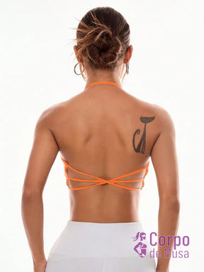 Top Alça Fina Com Costas Trançadas Estilo Training Laranja / PP Top Alça Fina Com Costas Trançadas Estilo Training