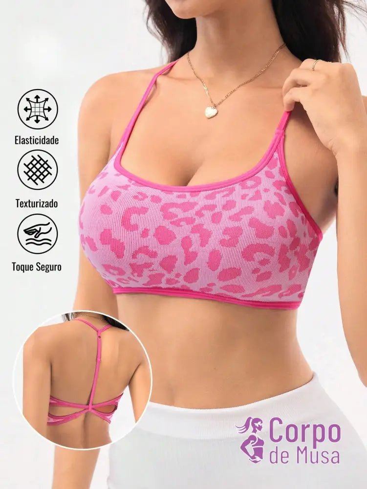 Top Alça Fina Com Costas Vazadas Assimétricas Estilo Training Rosa / PP Top Alça Fina Com Costas Vazadas Assimétricas