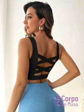 Top Alça Larga Com Costas Trançadas Estilo Training Preto / PP Top Alça Larga Com Costas Trançadas Estilo Training