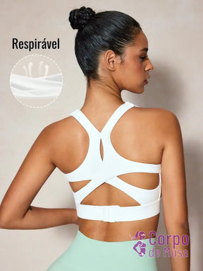 Top Alongado Decote U Com Costas Vazadas Estilo Training Top Alongado Decote U Com Costas Vazadas Estilo Training