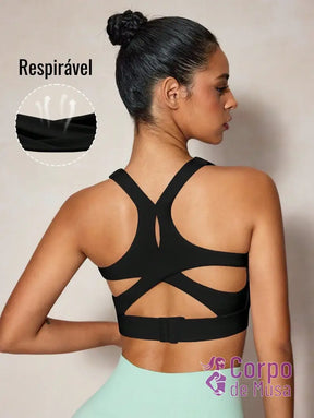 Top Alongado Decote U Com Costas Vazadas Estilo Training Top Alongado Decote U Com Costas Vazadas Estilo Training