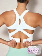 Top Alongado Decote U Com Costas Vazadas Estilo Training Branco / PP Top Alongado Decote U Com Costas Vazadas Estilo