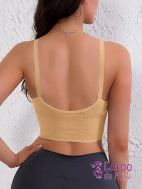 Top Canelado Alça Fina Decote U Estilo Training Top Canelado Alça Fina Decote U Estilo Training