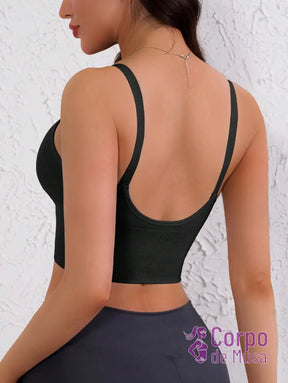 Top Canelado Alça Fina Decote U Estilo Training Top Canelado Alça Fina Decote U Estilo Training