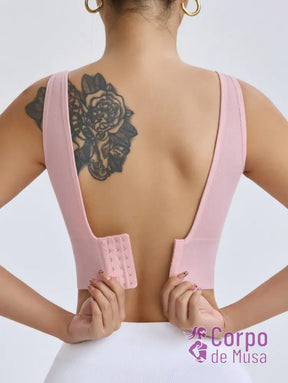 Top Canelado Decote Profundo Alta Sustentação Estilo Training Top Canelado Decote Profundo Alta Sustentação Estilo