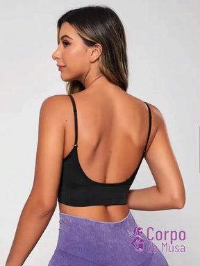 Top Fitness Alças Finas Com Decote Suave Estilo Clean Top Fitness Alças Finas Com Decote Suave Estilo Clean