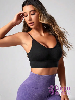 Top Fitness Alças Finas Com Decote Suave Estilo Clean Top Fitness Alças Finas Com Decote Suave Estilo Clean