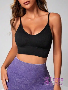 Top Fitness Alças Finas Com Decote Suave Estilo Clean Top Fitness Alças Finas Com Decote Suave Estilo Clean