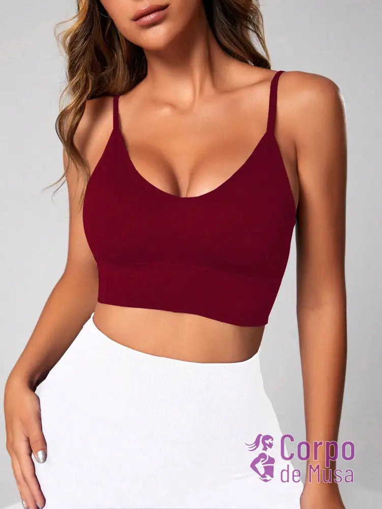 Top Fitness Alças Finas Com Decote Suave Estilo Clean Top Fitness Alças Finas Com Decote Suave Estilo Clean