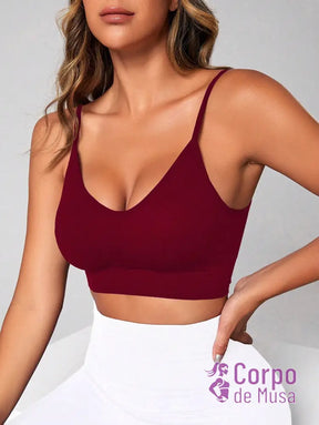 Top Fitness Alças Finas Com Decote Suave Estilo Clean Bordô / PP Top Fitness Alças Finas Com Decote Suave Estilo Clean