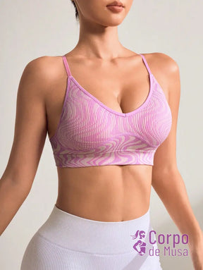 Top Fitness Estampado Sustentação Leve Alças Cruzadas Rosa / PP Top Fitness Estampado Sustentação Leve Alças Cruzadas