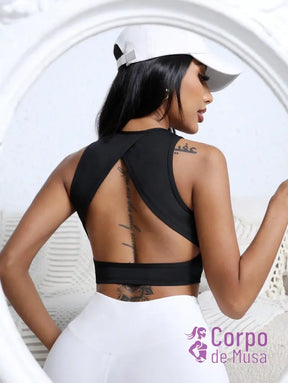 Top Fitness Gola Alta Com Costas Vazadas Top Fitness Gola Alta Com Costas Vazadas