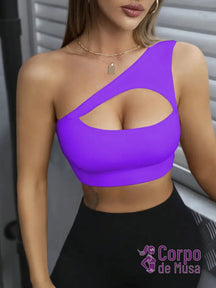 Top Fitness Recorte Assimétrico Alça Única Estilo Moderno Roxo / PP Top Fitness Recorte Assimétrico Alça Única Estilo