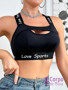 Top Fitness Sustentação Alta Com Recorte Frontal Top Fitness Sustentação Alta Com Recorte Frontal