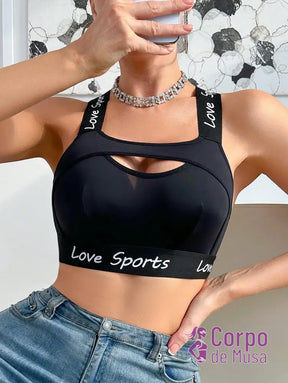 Top Fitness Sustentação Alta Com Recorte Frontal Top Fitness Sustentação Alta Com Recorte Frontal