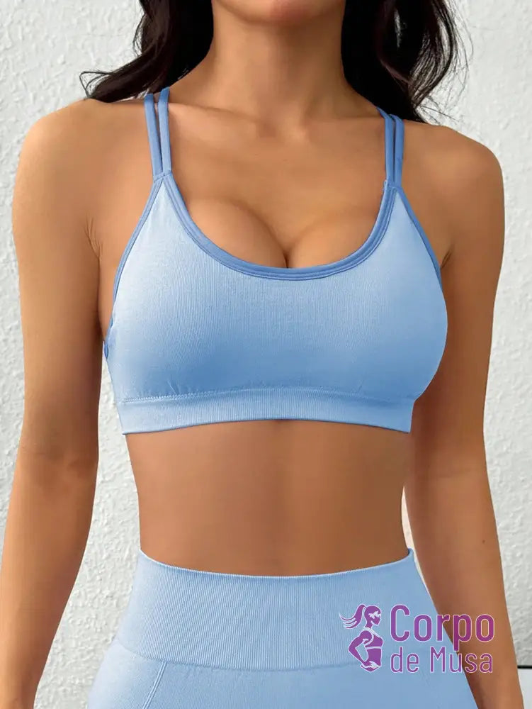 Top Fitness Sustentação Média Alças Cruzadas Top Fitness Sustentação Média Alças Cruzadas