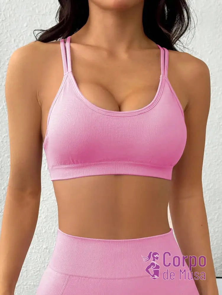 Top Fitness Sustentação Média Alças Cruzadas Top Fitness Sustentação Média Alças Cruzadas