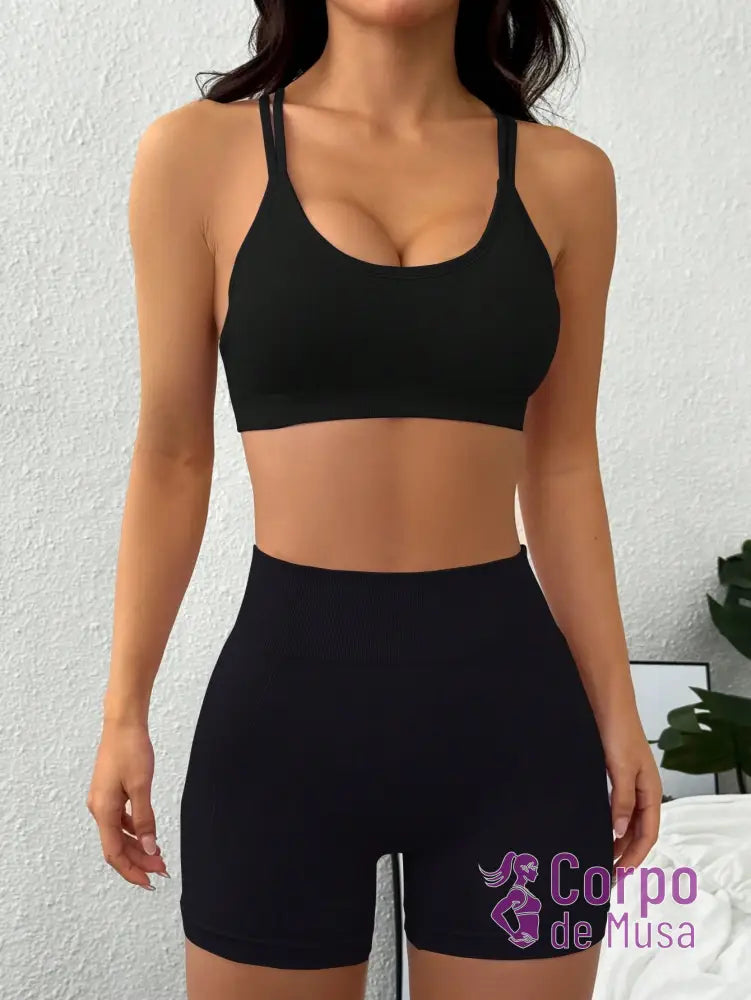 Top Fitness Sustentação Média Alças Cruzadas Top Fitness Sustentação Média Alças Cruzadas